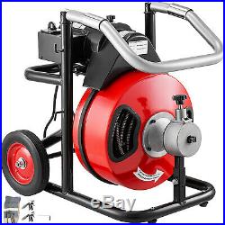 100' x 1/2 Drain Cleaner 550W Drain Pipe Snake Auger Cleaning Machine WithCutter