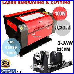 100W CO2 Laser Cutter Engraver Cutting & Engraving Machine with Router Rotary Axis