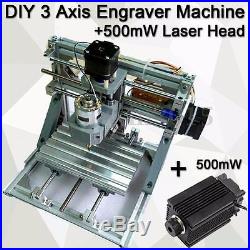 3 Axis 1610 CNC Router Machine + 500mW Laser Engraving PCB Milling Wood Carving