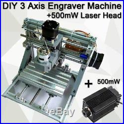 3 Axis DIY CNC Router Machine+500mW Laser Engraving PCB Milling Wood Carving USA