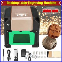3000MW Desktop Laser Engraving Machine Logo Marking Printer DIY CNC Engraver