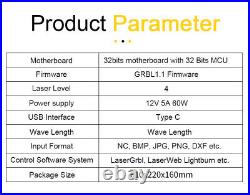 4040cm Laser Engraving Machine Wood DIY Router + 80W Laser 32-bit Control Board