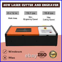 40W CO2 Laser Cutter 8 x 12 Workbed K40 Laser Engraving Machine DIY Home Office