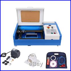 40W CO2 Laser Engraving Cutting Machine 300x200mm Water Cooling Movable Wheels