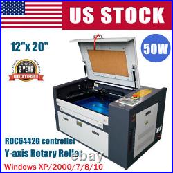 50W 12 x 20 CO2 Laser Engraver Engraving Machine with Y-axis Rotary Roller