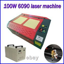 6090 100W Laser Engraving Machine With CW-3000 Water Chiller Rotary Axis Cutter