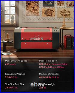 60W CO2 Laser Engraver Cutter Machine with 28x20 Inch Workbed with Water Chiller