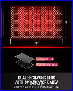 60W CO2 Laser Engraver Cutter Machine with 28x20 Inch Workbed with Water Chiller