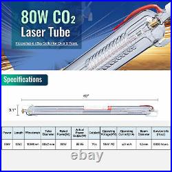 80W Industrial CO2 Laser Tube 1250mm F/ Laser Engraver Engraving Cutting Machine