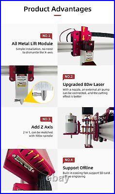 80W Laser Module CNC Router Laser Engraving Cutting Machine 1M1M Engraving Area