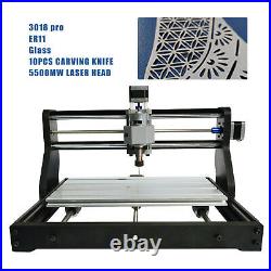 CNC 3018 PRO Machine Router Engraving 3 Axis PCB Wood DIY Mill+Laser Head 5500mw