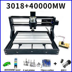 CNC 3018 Pro Machine Router Engraving 3 Axis PCB Wood DIY Mill+40W Laser Head