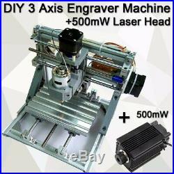 DIY 3Axis CNC Router Engraver 500MW Laser Cutter Head Machine Milling Metal Wood