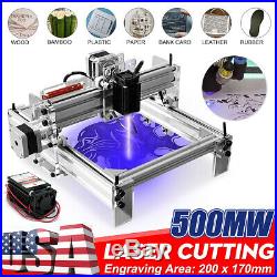 DIY Mini Laser Engraving Cutting Machine Desktop Printer Kit Adjustable 500MW