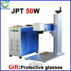 Jpt 50w fiber laser marking machine 300mm and 110x110mm lens with rotary DHL
