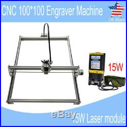 MINI CNC 100100 Router Kit &15W Laser Module Wood Carving Engraving DIY Machine