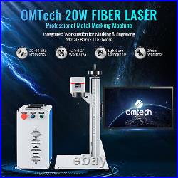 OMTech 20W Fiber Laser Engraver Desktop Laser Marking Machine 110x110mm Workbed