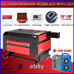 OMTech 28x20 80W CO2 laser Engraver Cutter Ruida with CW-5200 Water Chiller