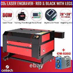 OMTech 28x20 80W CO2 laser Engraver Cutter Ruida with CW-5202 Water Chiller