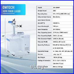 OMTech 30W 7.9 x7.9 Fiber Laser Marking Machine Metal Marker wIth Rotary Axis