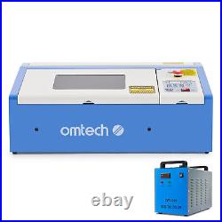OMTech 40W CO2 Laser Engraving Machine 8x12 LaserDRW With CW-3000 Water Chiller