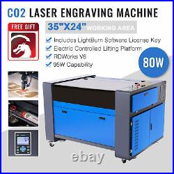 OMTech 80W 35x24 CO2 Laser Engraver Cutter Motorized z Ruida with Lightburn