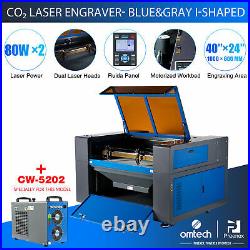 OMTech 80W 40x24 CO2 Laser Engraver Cutter Motorized Z LCW-5202 Wtaer Chiller