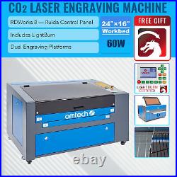 OMTech Upgraded 60W 24x16 CO2 Laser Engraver Cutting with Lightburn Ruida