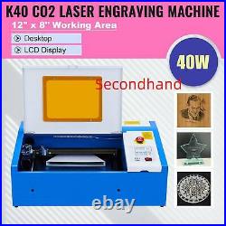 Secondhand 40W CO2 Laser Engraving Cutting Machine Engraver Cutter 12 x 8 in K40