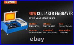 VEVOR 12x8 40W K40 CO2 Desktop Laser Engraver Engraving Machine with Wheel